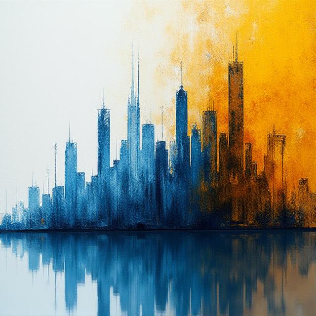 Abstract modern art and financial graphs